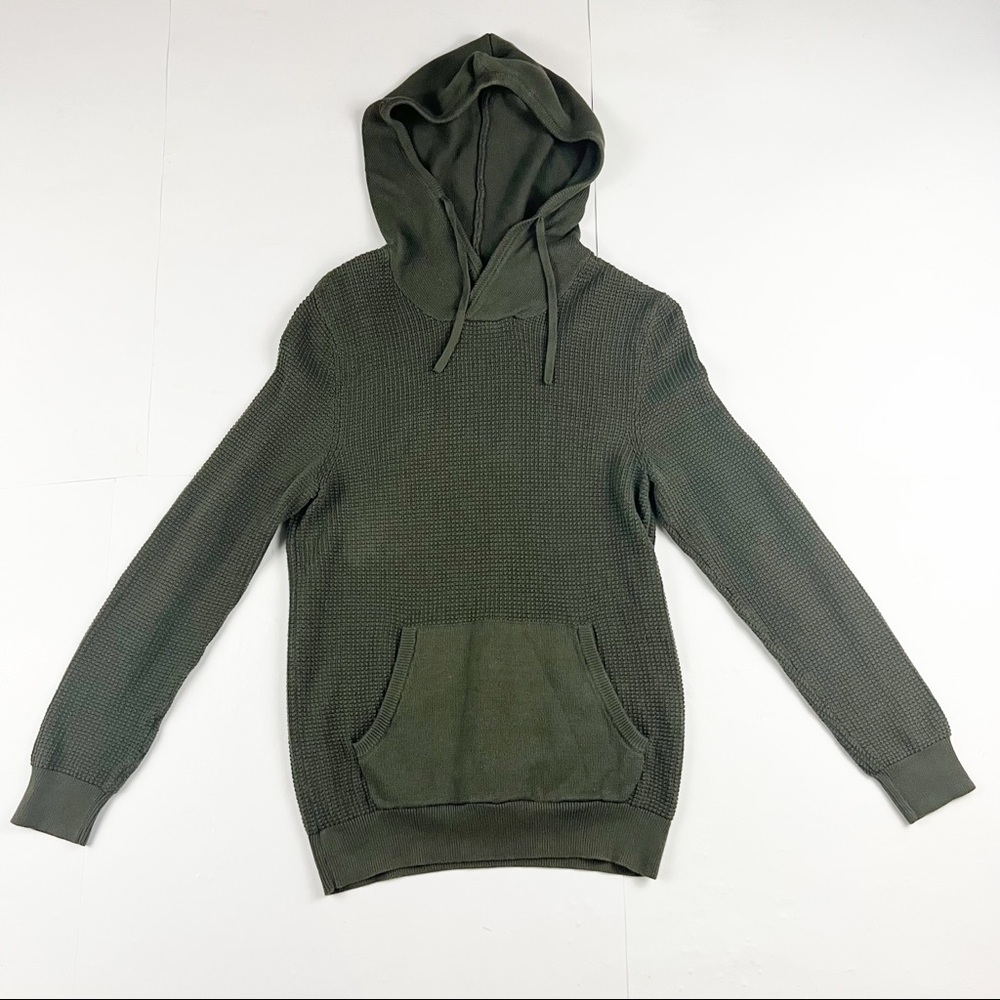 Express Green Waffle Knit Sweater Hoodie Size‎ Small